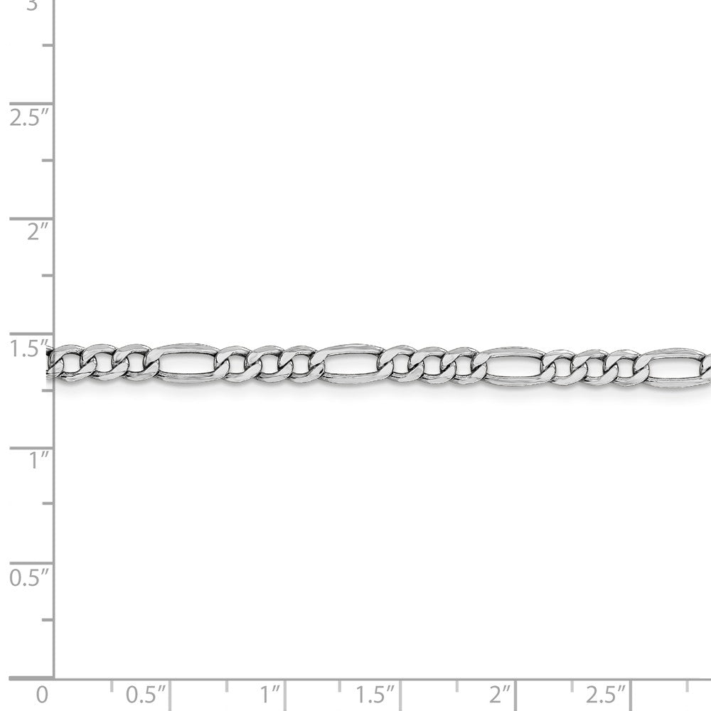 14K White Gold 4.4mm Semi-Solid Figaro Chain