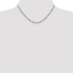 14K White Gold Figaro Necklace with Polished Semi-Solid Design