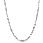 14K White Gold Figaro Necklace with Polished Semi-Solid Design