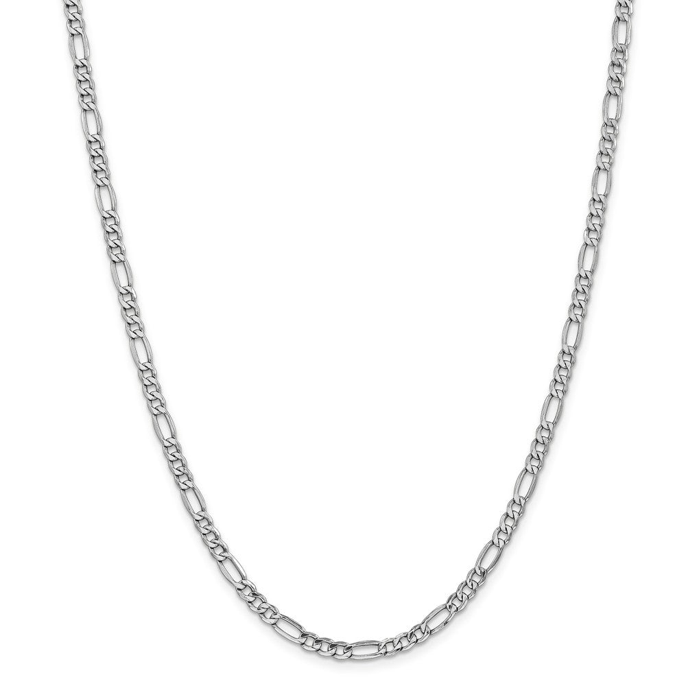 14K White Gold 16 inch 4.4mm Semi-Solid Figaro with Lobster Clasp Chain