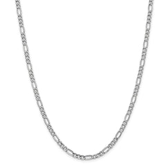 14K White Gold Figaro Necklace with Polished Semi-Solid Design
