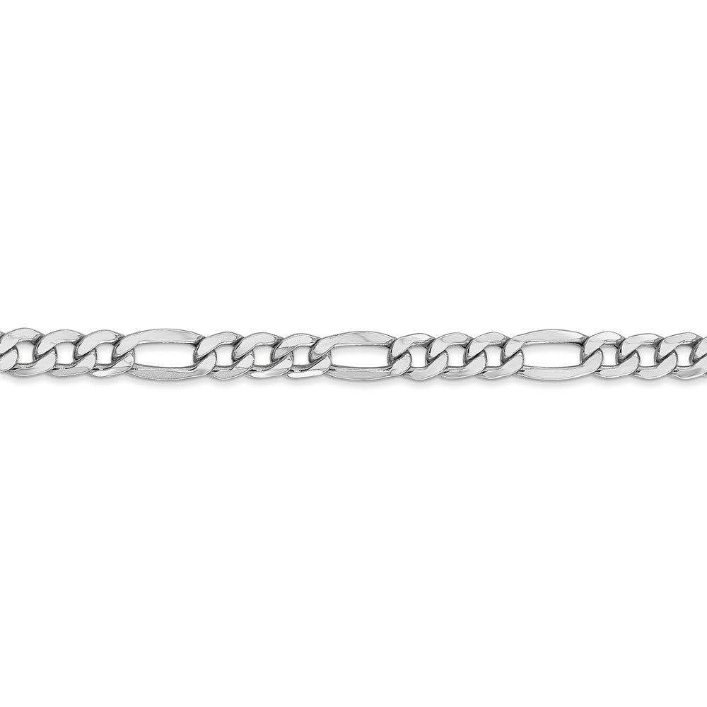 14K White Gold 16-Inch Polished Figaro Necklace with Rhodium Finish