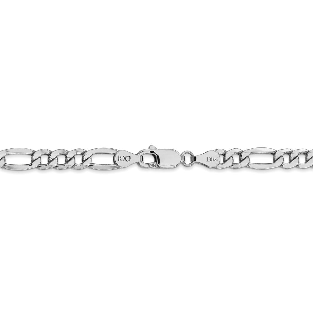 14K White Gold 16-Inch Polished Figaro Necklace with Rhodium Finish