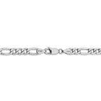 14K White Gold 16-Inch Polished Figaro Necklace with Rhodium Finish