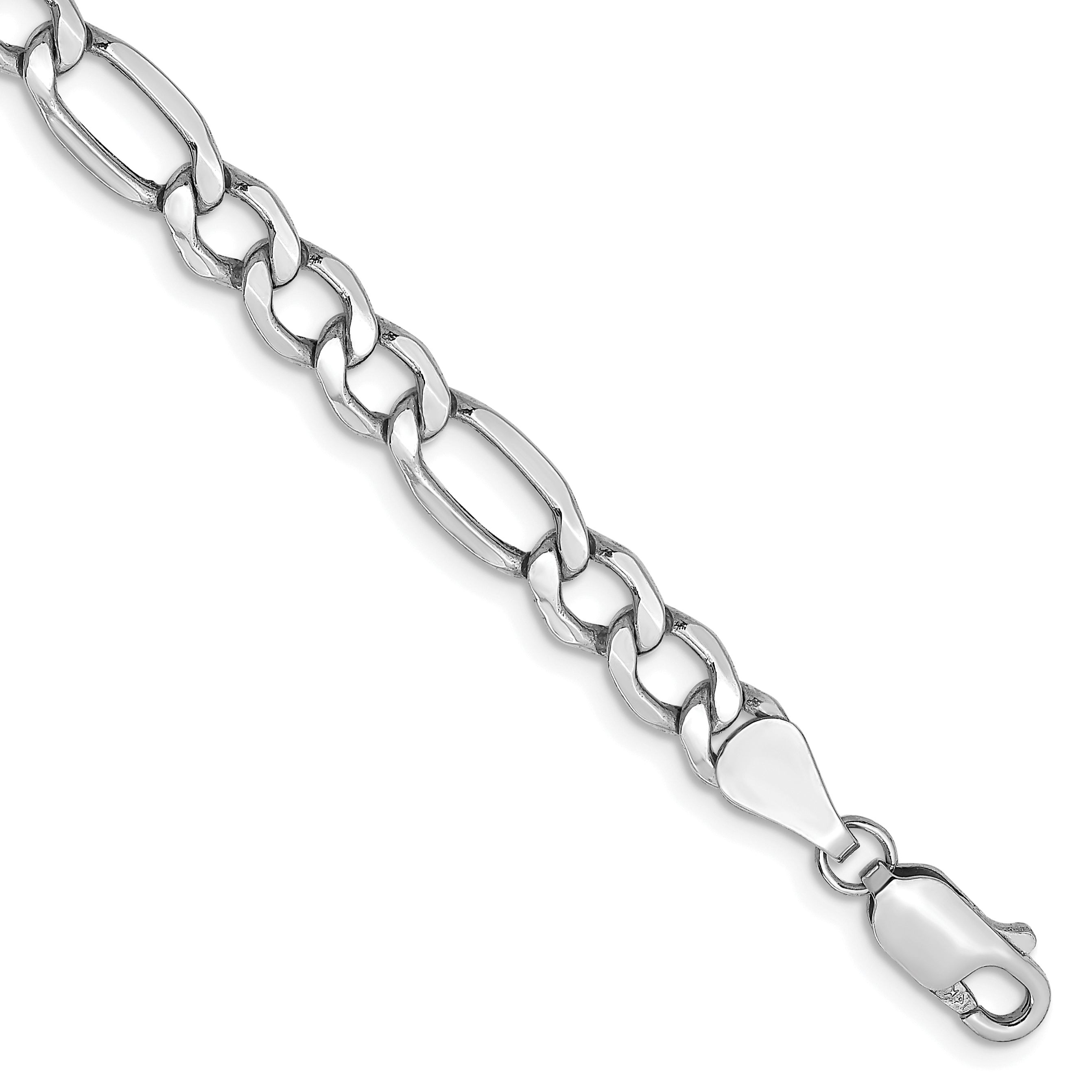 14K White Gold 8 inch 5.75mm Semi-Solid Figaro with Lobster Clasp Bracelet Main image