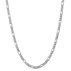 14K White Gold 16-Inch Polished Figaro Necklace with Rhodium Finish