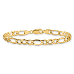 14K 7 inch 5.75mm Semi-Solid Figaro with Lobster Clasp Bracelet
