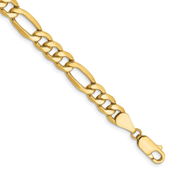 14K 8 inch 6.25mm Semi-Solid Figaro with Lobster Clasp Bracelet