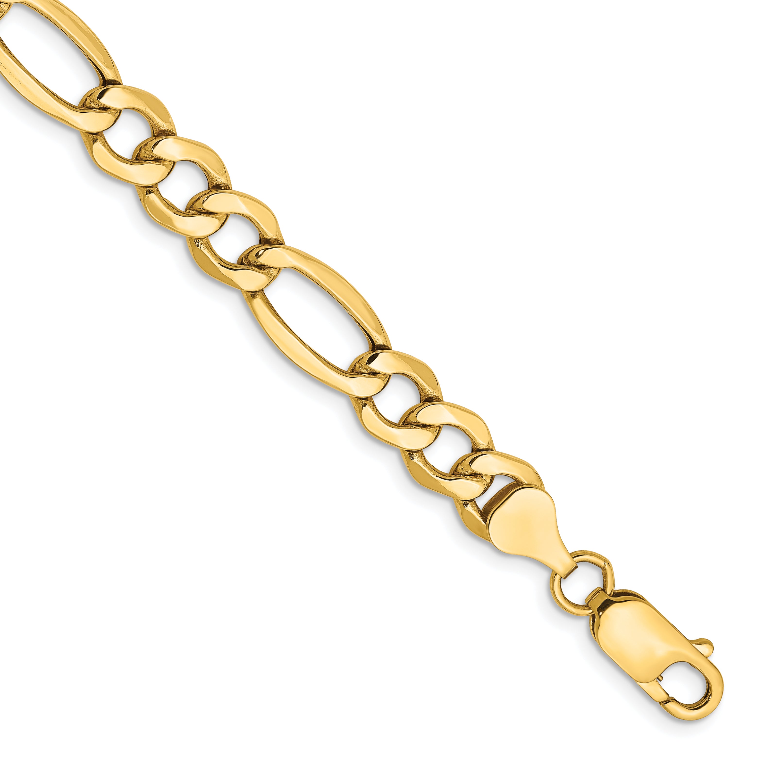 14K 9 inch 7.3mm Semi-Solid Figaro with Lobster Clasp Chain