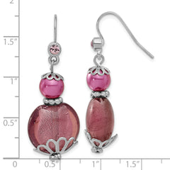 Silver-Tone Purple Glass & Acrylic Dangle Earrings  Vintage Inspired Elegance