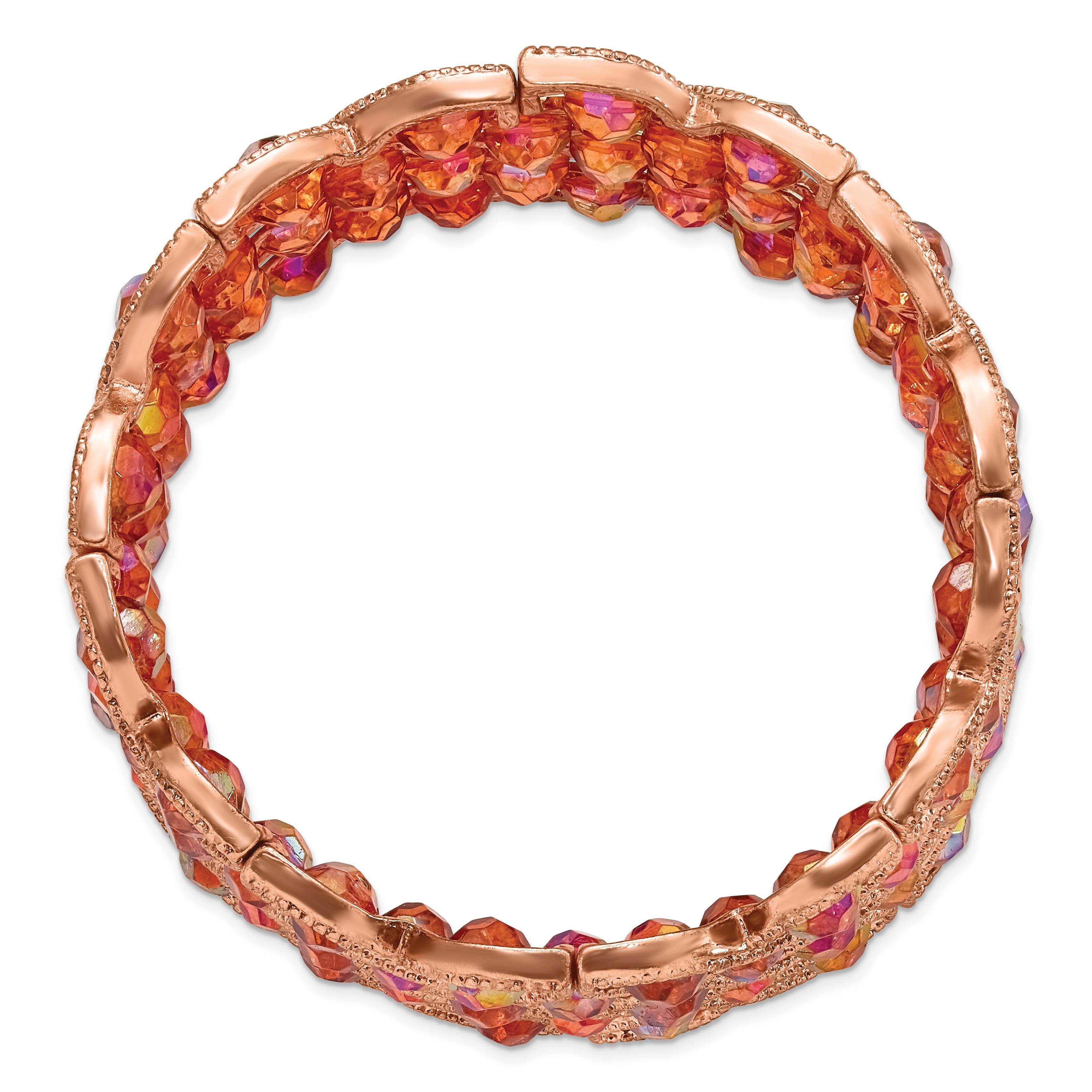 1928 Copper Acrylic Stretch Bracelet with Vintage-Inspired Charm
