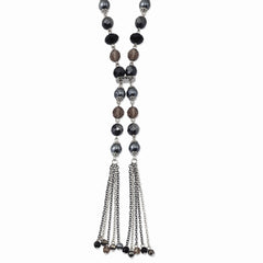Sophia Jewelers Hematite Multi-Colored Acrylic Fancy Necklace 28in Elegant Design