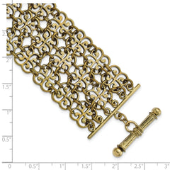 1928 Jewelry Gold-tone Filigree Fancy Link 7.5 inch Toggle Bracelet