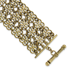 1928 Jewelry Gold-tone Filigree Fancy Link 7.5 inch Toggle Bracelet