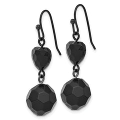1928 Women's Black-Plated Acrylic Heart Dangle Earrings Polished Finish