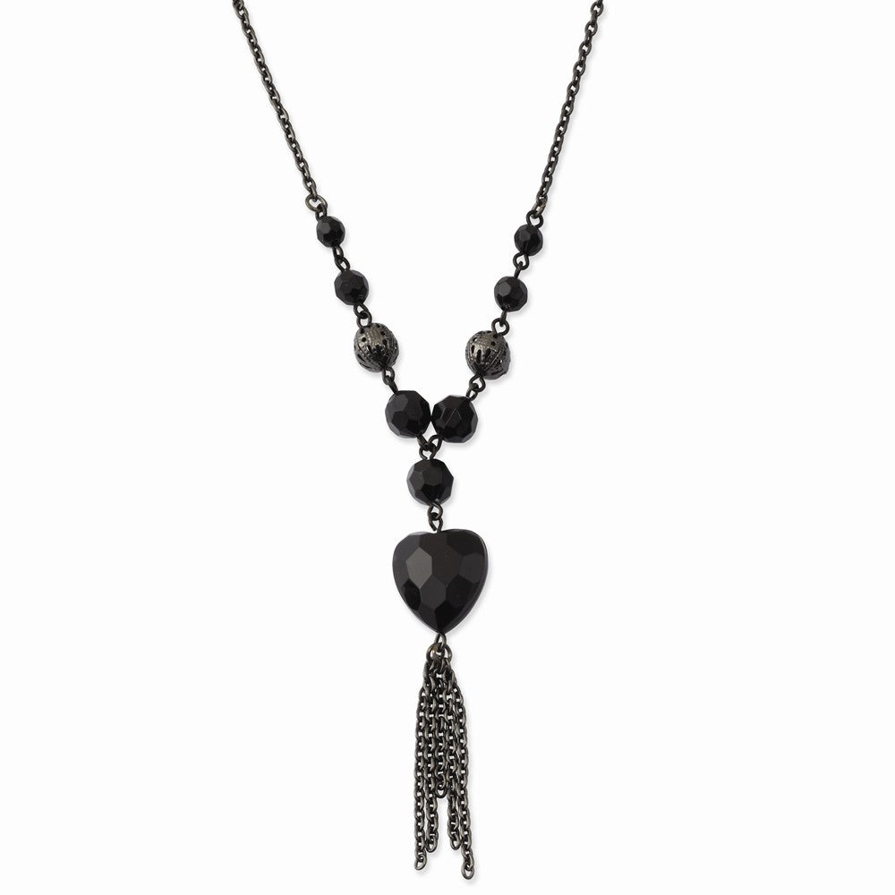 Black-plated Black Acrylic Beads 16in w/ext Necklace