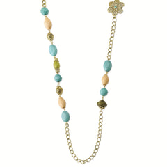 Elegant Gold-Tone Acrylic Bead Necklace with Multi-Hue Fancy Chain
