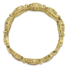 1928 Brass Tone Filigree Floral Stretch Bracelet for Women
