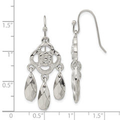 1928 Silver-Tone Flower Teardrop Dangle Earrings with Polished Finish