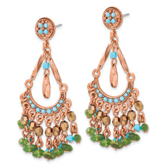 Copper Tone Multi-Color Acrylic Bead Chandelier Dangle Earrings  Vintage Inspired