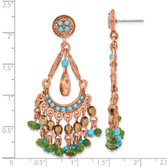 Copper Tone Multi-Color Acrylic Bead Chandelier Dangle Earrings  Vintage Inspired
