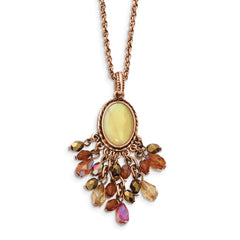 Copper-Tone Multicolor Acrylic & MOP Necklace Elegant Pendant Design