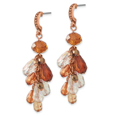 1928 Jewelry Copper-tone Multicolor Brown Hues Faceted Acrylic Beads Cluster Dangle Post Earrings