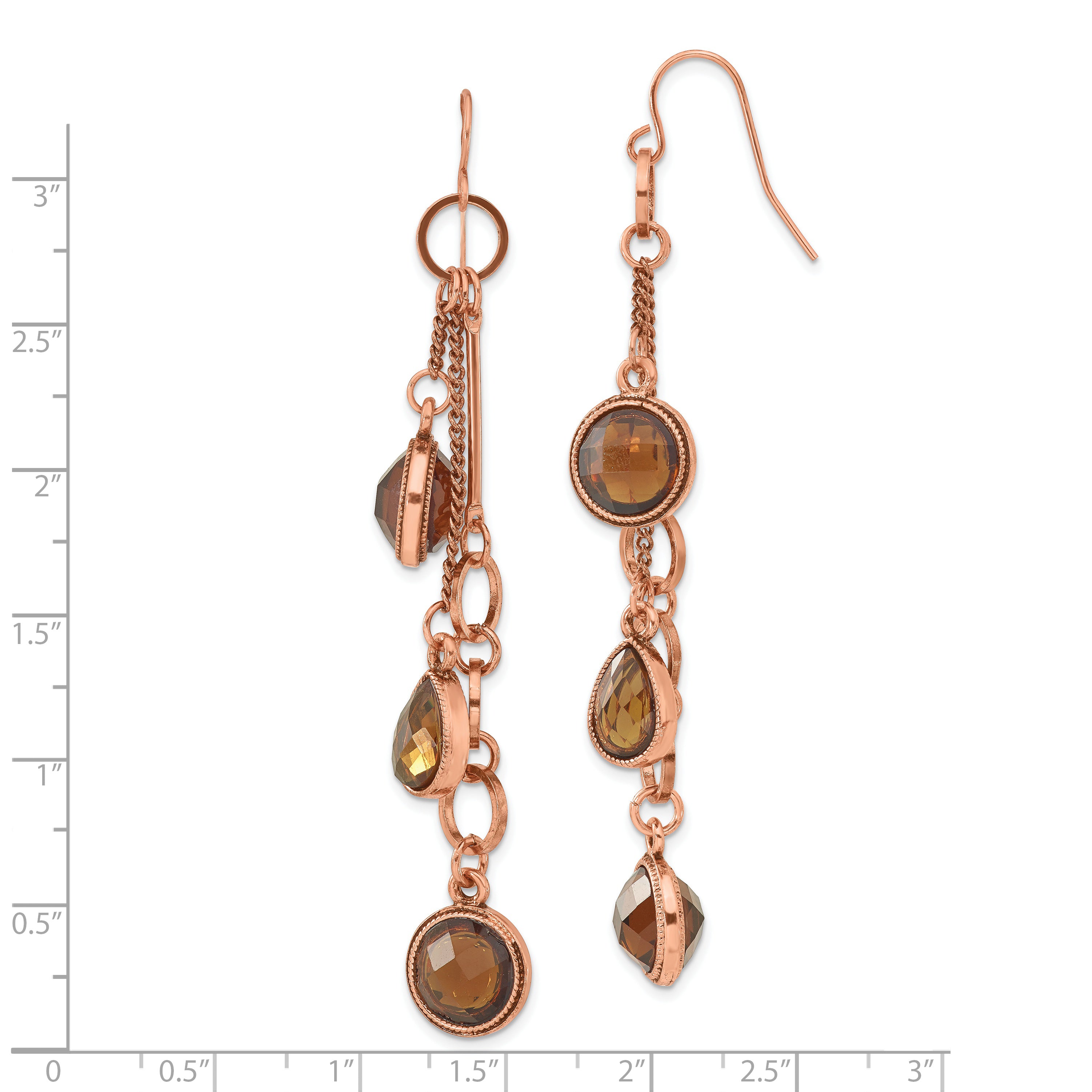 1928 Jewelry Copper-Tone Brown Acrylic Bead Dangle Earrings Vintage-Inspired
