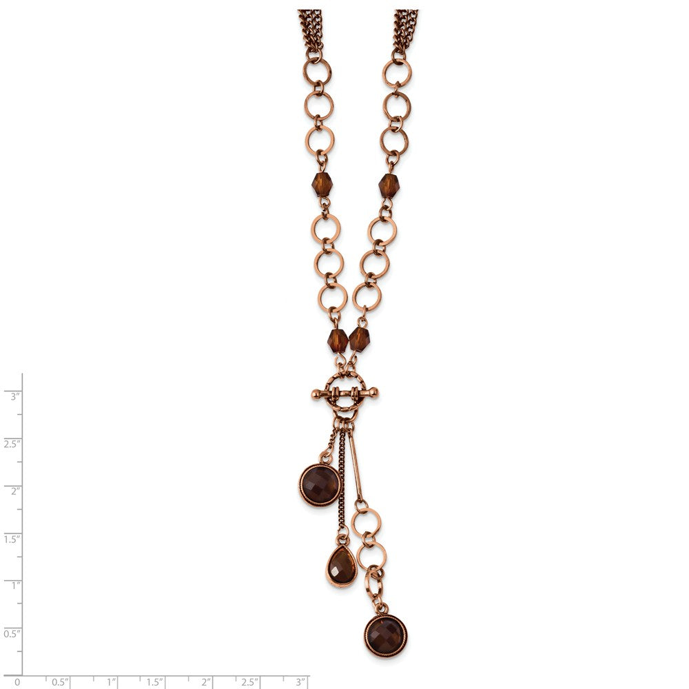 Copper-tone Brown Acrylic Beads 16in w/ext Y Necklace