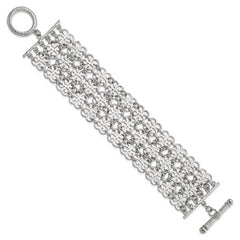 1928 Jewelry Silver-tone Fancy Floral Link 8 inch Toggle Bracelet