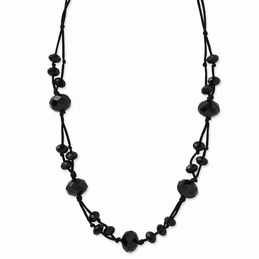 Black-plated Black Acrylic Beads 16in w/ext Necklace