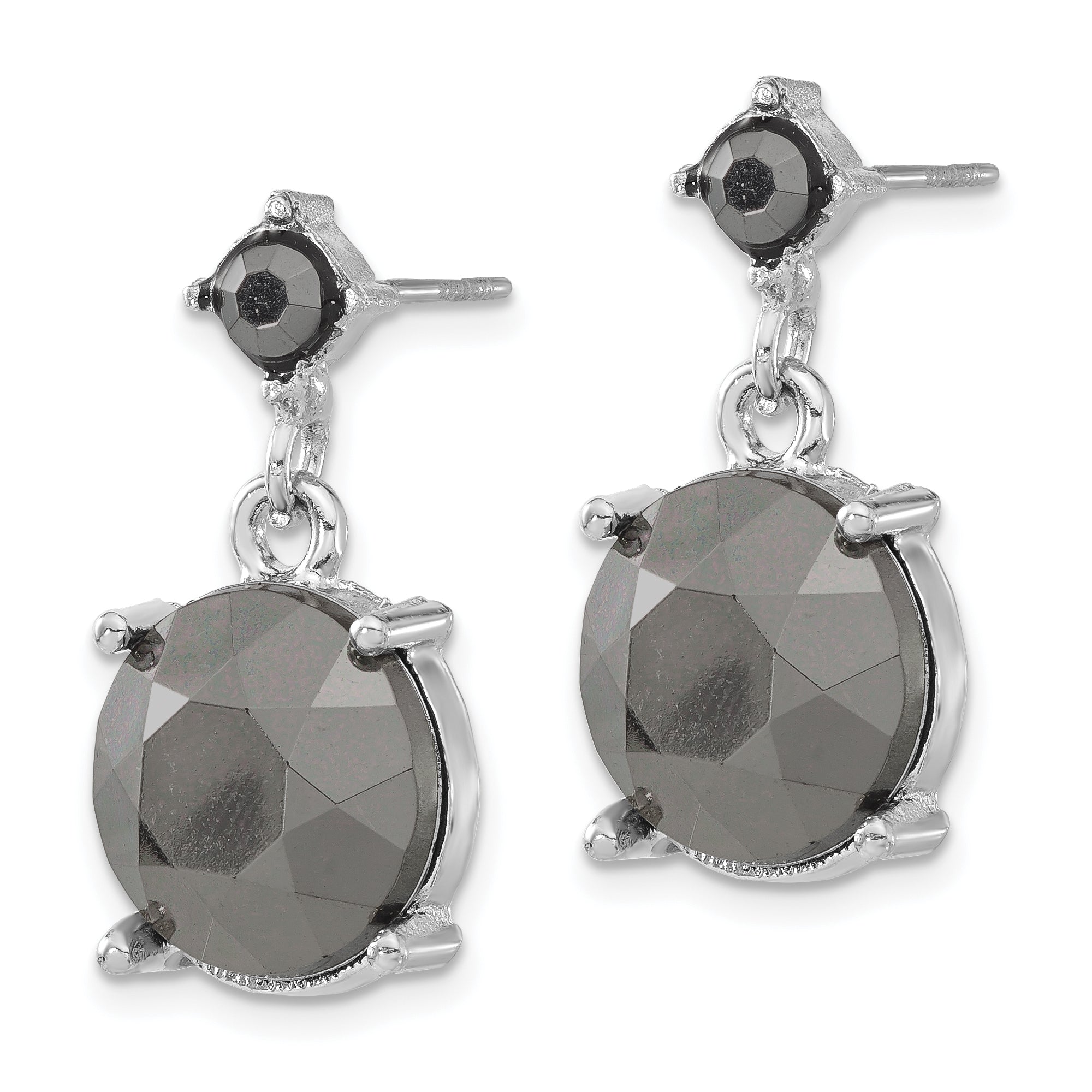 1928 Jewelry Hematite-Faceted Dangle Earrings with Polished Silver-Tone Finish