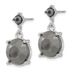 1928 Jewelry Hematite-Faceted Dangle Earrings with Polished Silver-Tone Finish