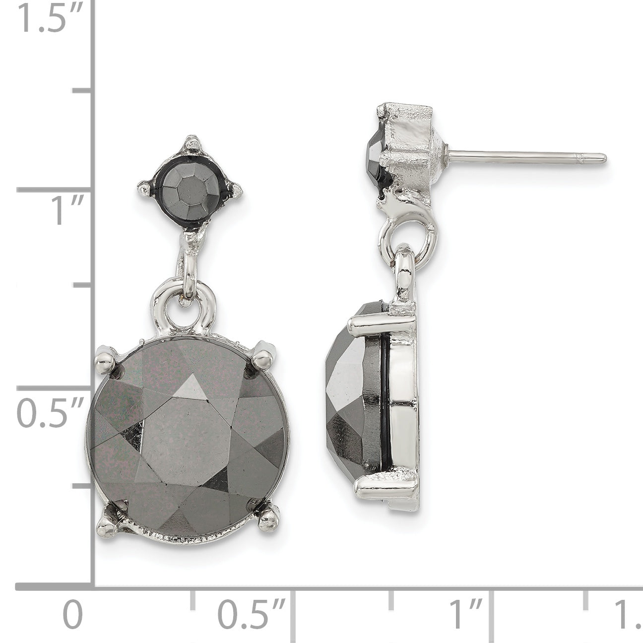1928 Jewelry Hematite-Faceted Dangle Earrings with Polished Silver-Tone Finish