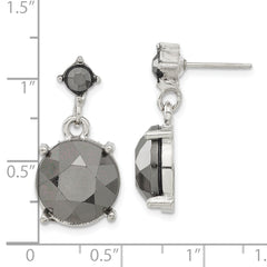 1928 Jewelry Hematite-Faceted Dangle Earrings with Polished Silver-Tone Finish
