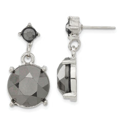 1928 Jewelry Silver-tone Hematite Acrylic Faceted Stones Dangle Post Earrings