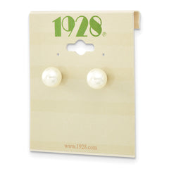1928 Jewelry Gold-tone 8mm Ivory Imitation Pearl Post Stud Earrings