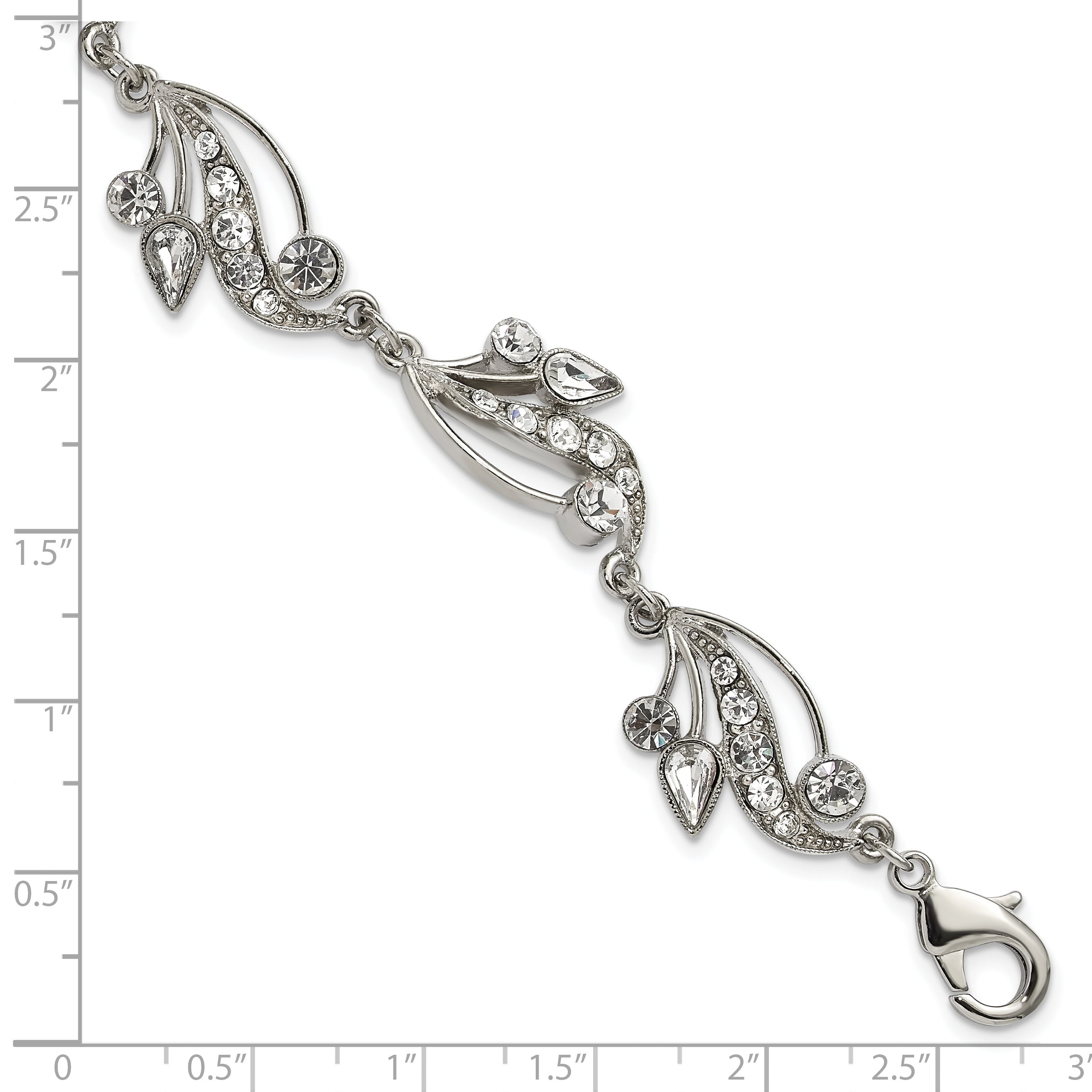 1928 Silver-tone Swarovski Crystal 7in w/ext Bracelet
