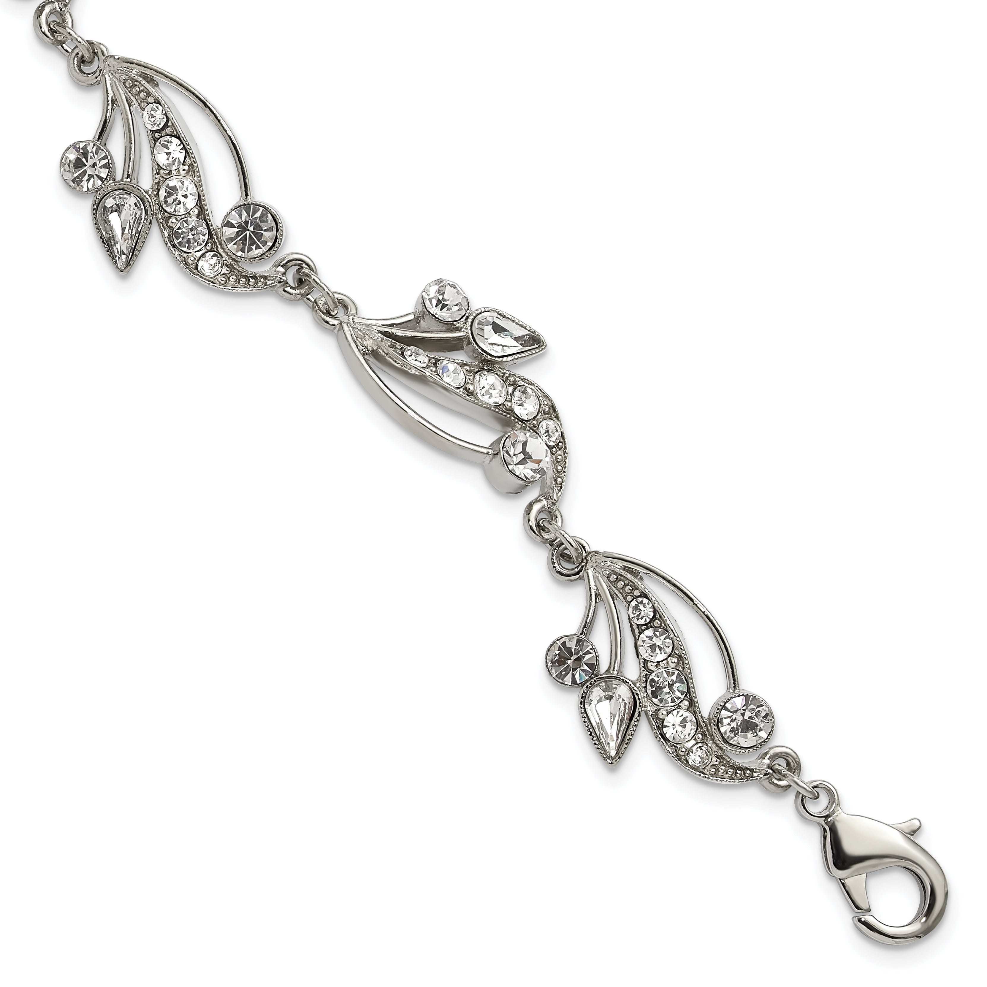 1928 Silver-tone Swarovski Crystal 7in w/ext Bracelet