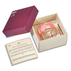 24K Gold Trim Pink Rose Petal Cuff Bracelet Gift Ready