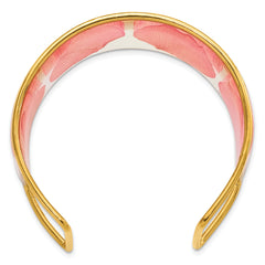 24K Gold-trim Pink Real Rose Petal Cuff Bangle Bracelet