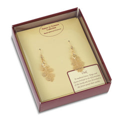 24k Gold Dipped Real Oak Leaf Gold-tone Shepherd Hook Dangle Earrings