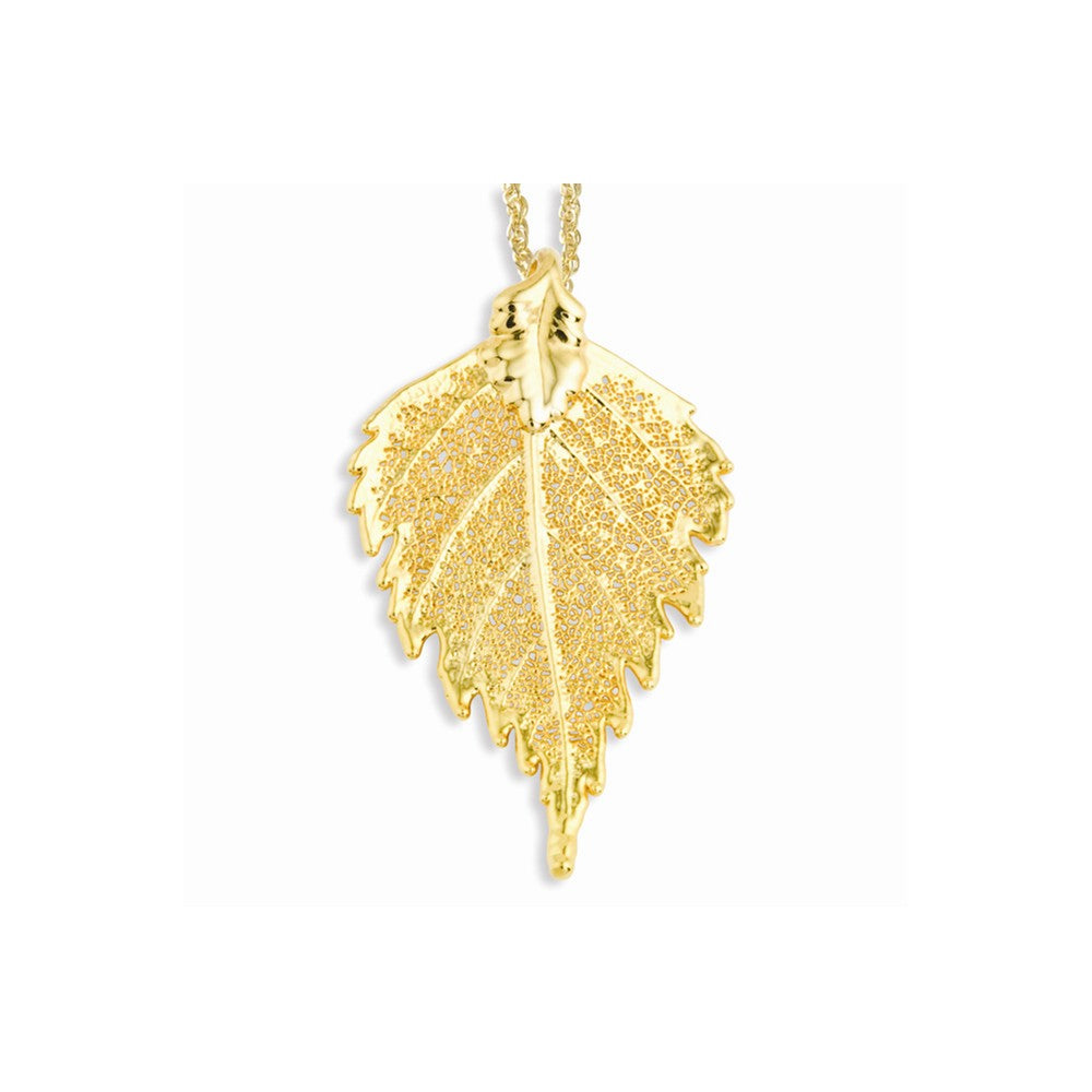 24k Gold Dipped Birch Leaf w/ Gold-tone Chain
