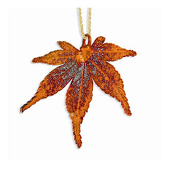 Iridescent Copper Dipped Japanese Maple Leaf w/ Gold-tone Chain