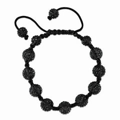 Black Crystal Adjustable Nylon Bracelet  Elegant Slip-On Design