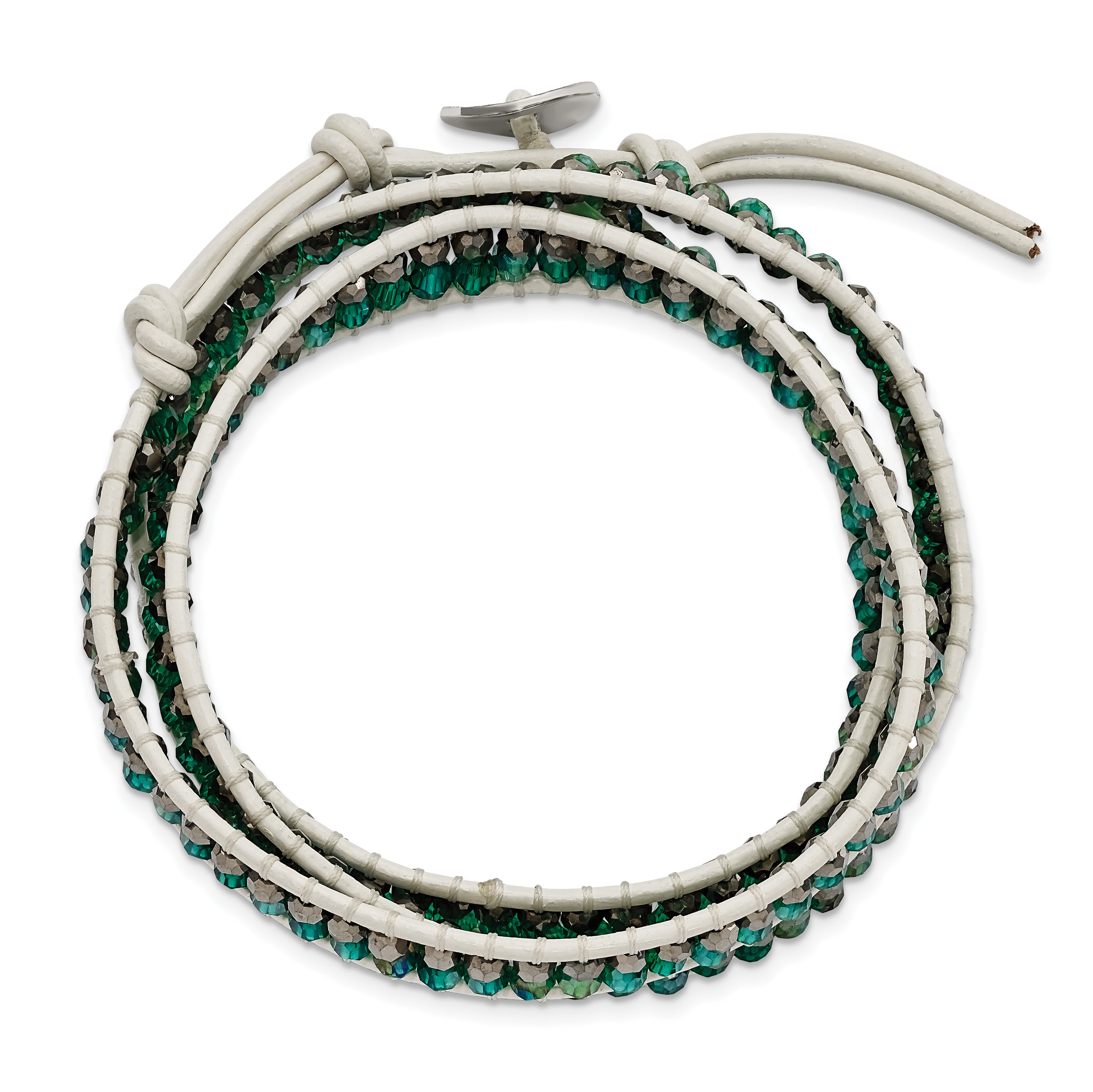 Women's Multi-Color Crystal Leather Wrap Bracelet with Adjustable Fit