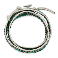 Women's Multi-Color Crystal Leather Wrap Bracelet with Adjustable Fit