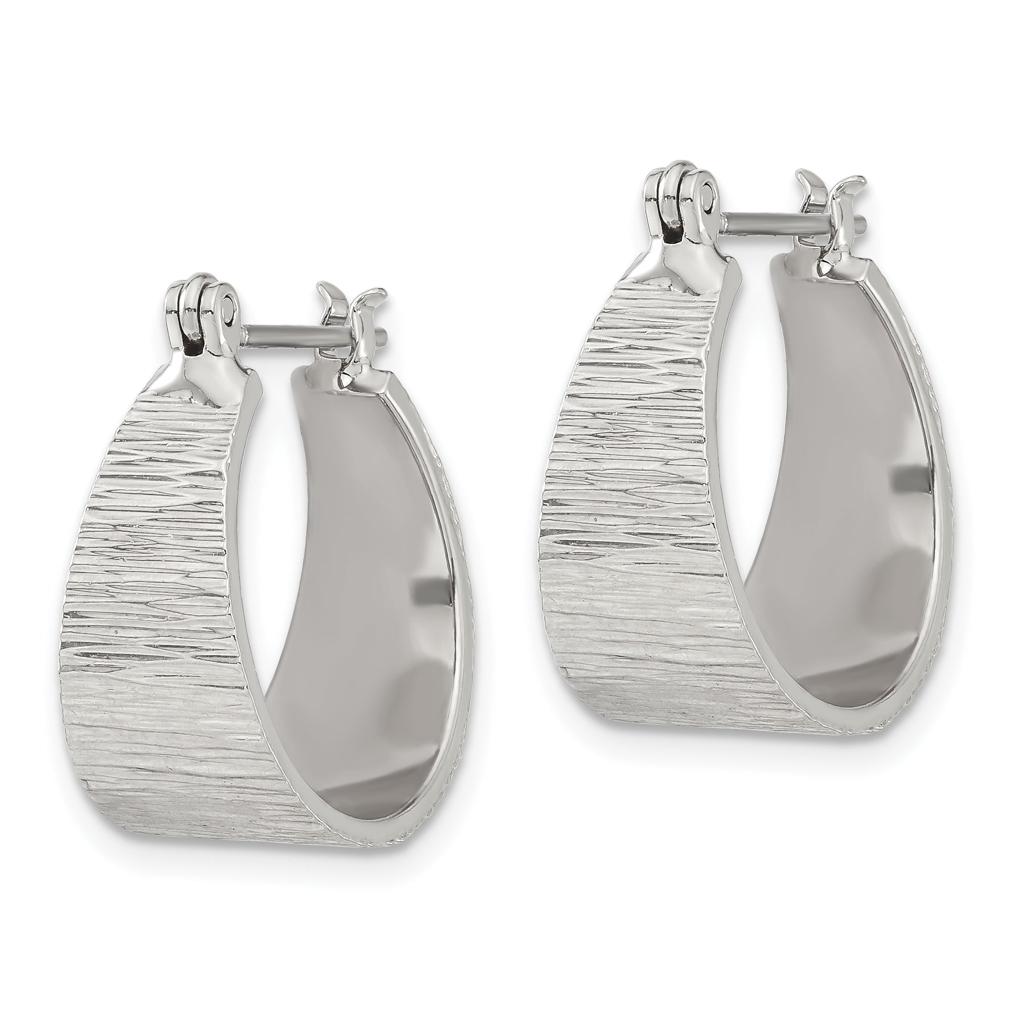 **1928 Silver-Tone Textured Small Hoop Earrings with Polished Finish**