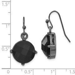 1928 Jewelry Black-Plated Dangle Earrings with Faceted Black Stones