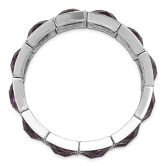 Silver Tone Purple Epoxy Stretch Bracelet by 1928 Jewelry